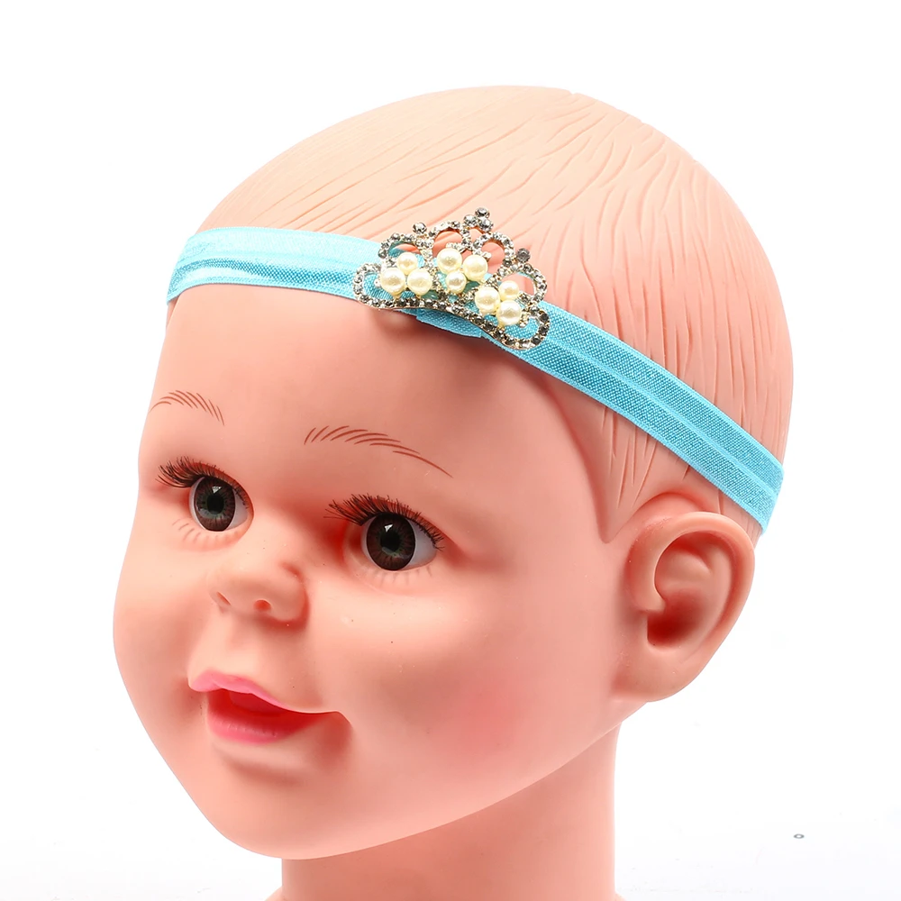 Повязка на голову для девочек тиара новорожденных тюрбан с кристаллами и