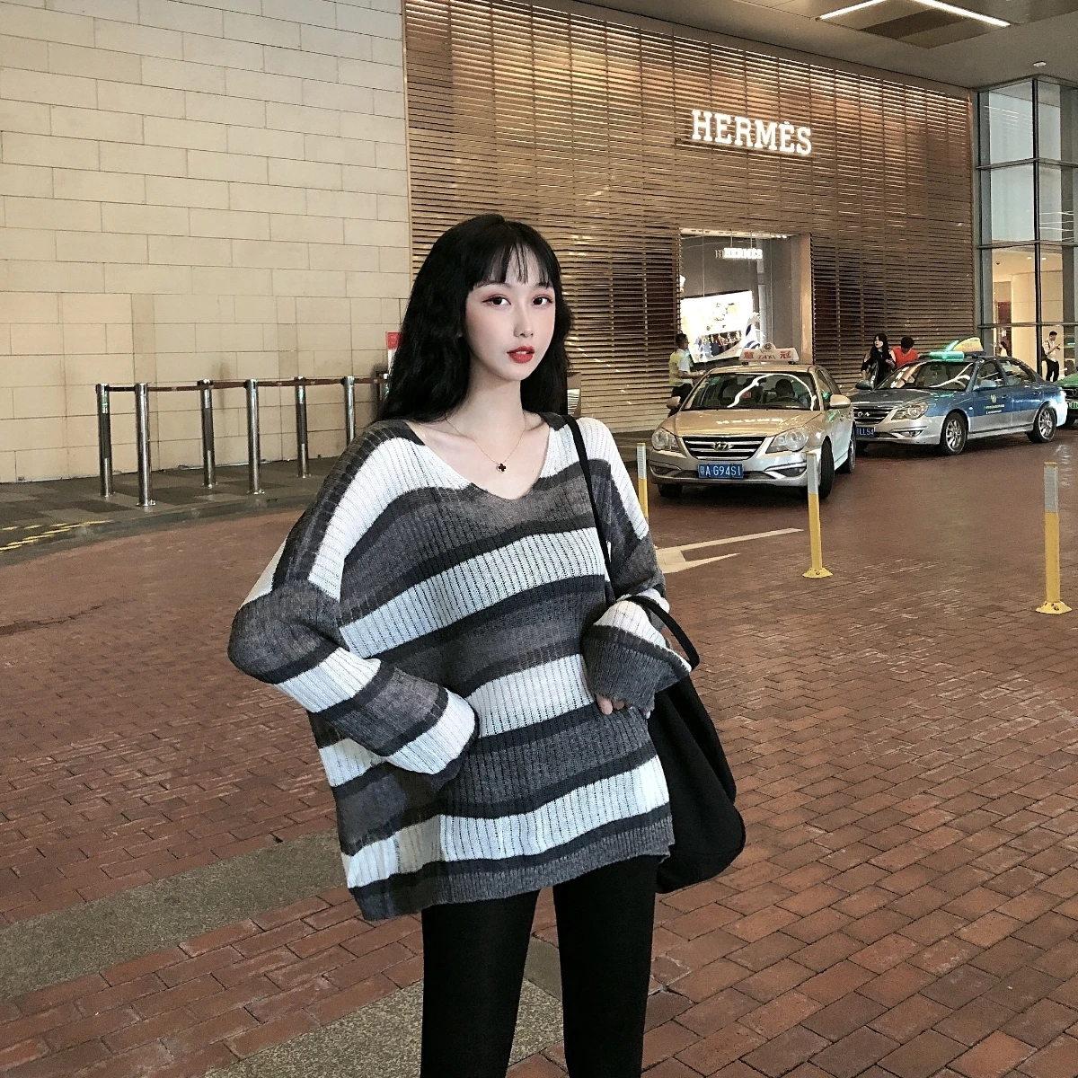 

GOOHOJIO 2020 Striped Knitted Sweater Women Long Pullovers Oversized Winter Plus Size Sweaters Casual O-Neck Autumn Tops Women