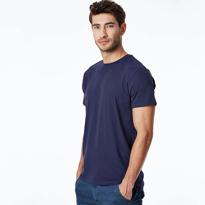 Мужская Базовая футболка с короткими рукавами Повседневная однотонная