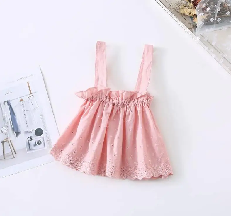 2020 летняя хлопковая футболка на бретельках для маленьких девочек милый загар