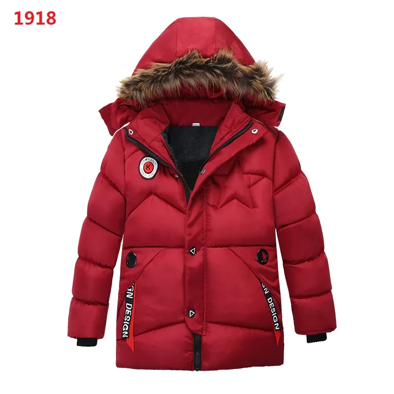 red Одежда для детей от 3 до 6 лет Детское пальто Зимняя теплая куртка с буквенным принтом хлопковая куртка с капюшоном для мальчиков - Цвет: red