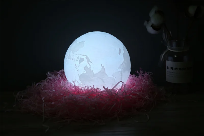 3-D печать земля лунный свет зарядка ночник светодиодный светильник 2-color Touch 16-color пульт дистанционного управления украшение дома креативный подарок