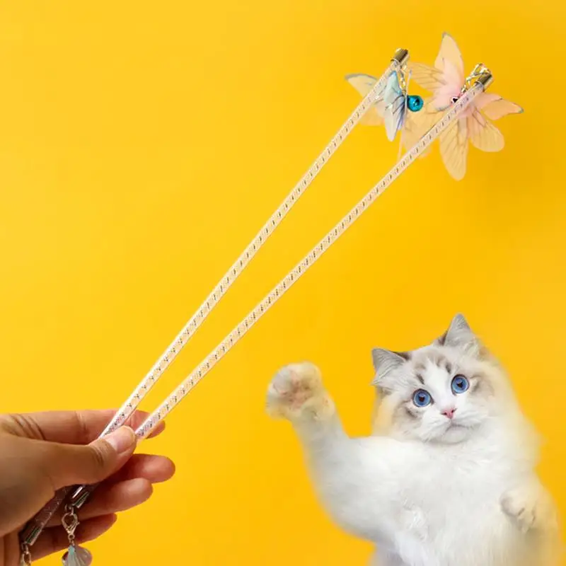 

Interactive Cat Teaser Wand Long Pole Butterfly Bell Toy Stick For Cat Exercise Playing Toy Wand Creative Kitten Training Toys