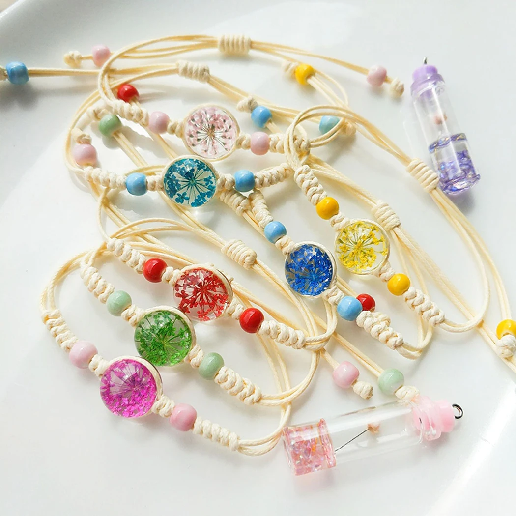 

2021 New Glass Ball Dried Gypsophila Bracelet Simple Fashion Dried Flower Bracelet Charm Bracelet For Women Jewelry Accessories