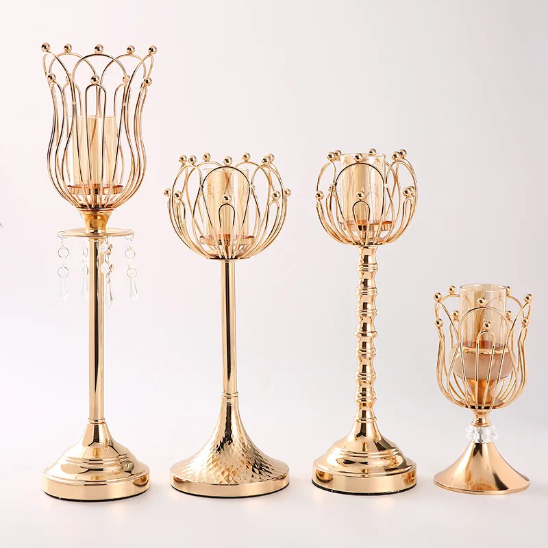 

Creative Simple Candle Holder Metal Luxury Modern Golden Candle Holders Wrought Iron Wedding Decor Candlestick Decoration BC50ZT