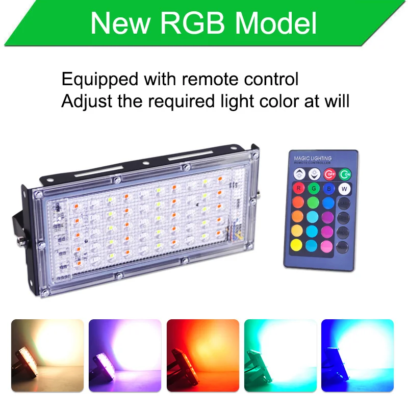 Светодиодный прожектор светильник 50 Вт 100 200 RGB переменного тока 220V 240V