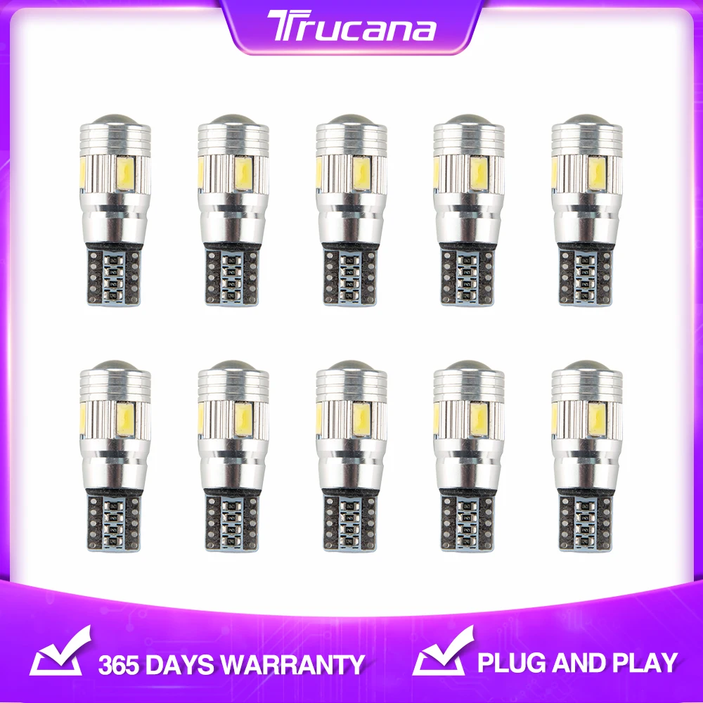 

Trucana 10x Car 5W5 LED Bulb T10 W5W LED Signal Light Canbus 12V Auto Claerance Wedge Side Reverse Lamps 5630 6SMD Blue No error
