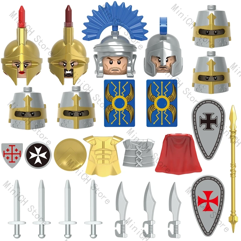 Одиночная продажа средневековый рыцарь римский воин строительные фигурки