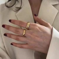 2020 new korean minimalist adjustable knot fringe open index finger ring twisted wheat shape gold rings for women