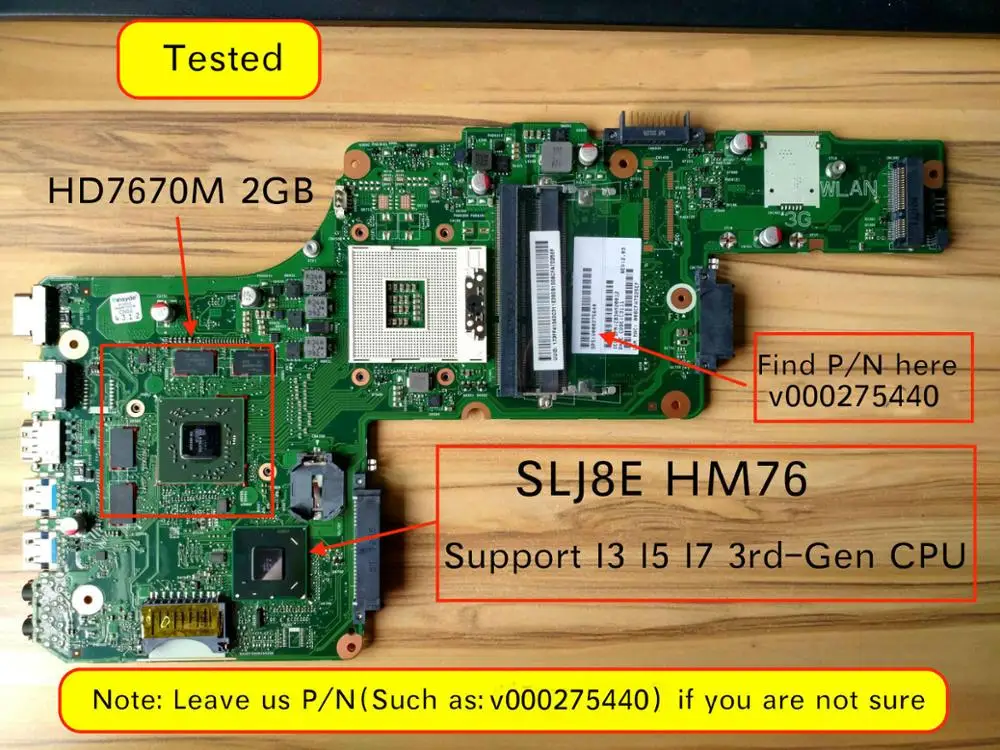 Материнская плата v000275440 v000275200 для Toshiba L855 L850 материнская ноутбука HD 7670m