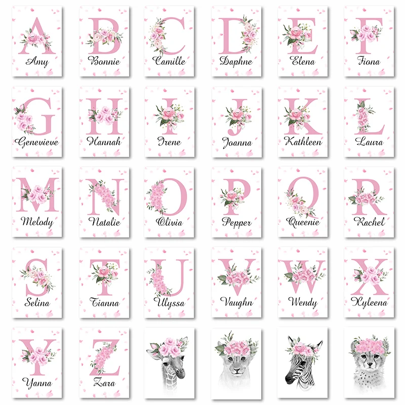 Картина на холсте для детской комнаты настенное украшение с животными розовыми