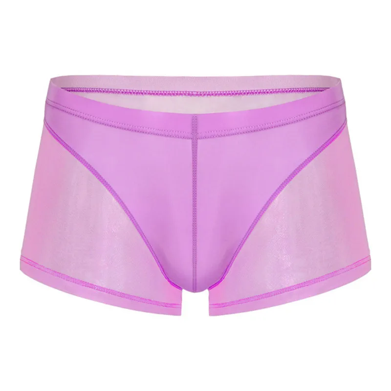 6Pcs/Box Thin Shorts Men's Solid Color Underwear Translucent High Elastic Low Waist U-convex UOMO Seasons Boxer Panties
