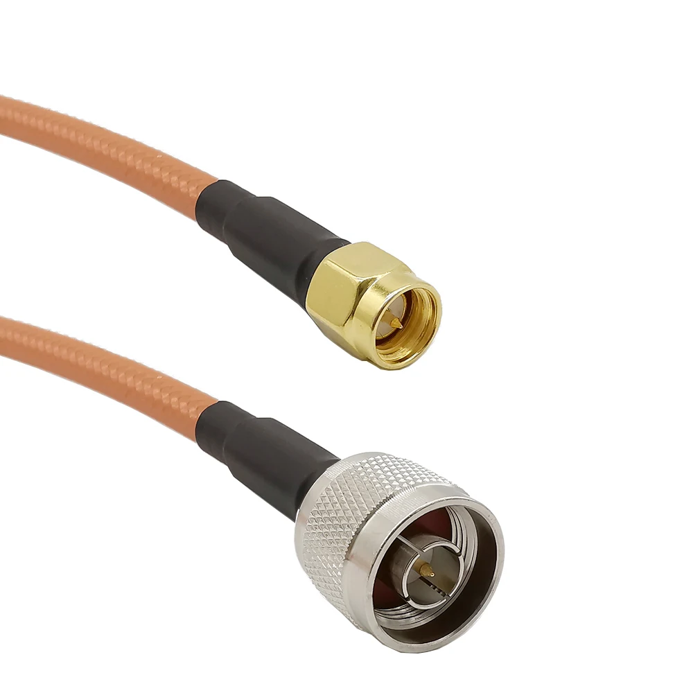 

10-80CM SMA Male to N Male Plug Double Shielded RG142 Coaxial RF Cable Plate Copper with Silver Type N to SMA Connector