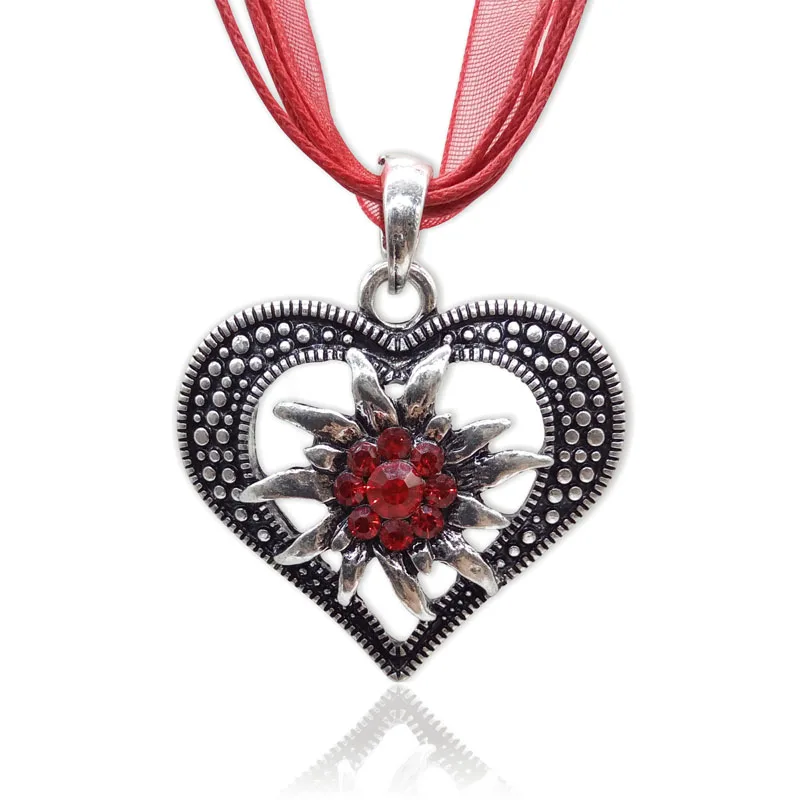 

Hot Selling Edelweiss Heart Shape Pendant Necklace Vintage Boho Crystal Sunflower Chakra Necklace for Women Party Jewelry
