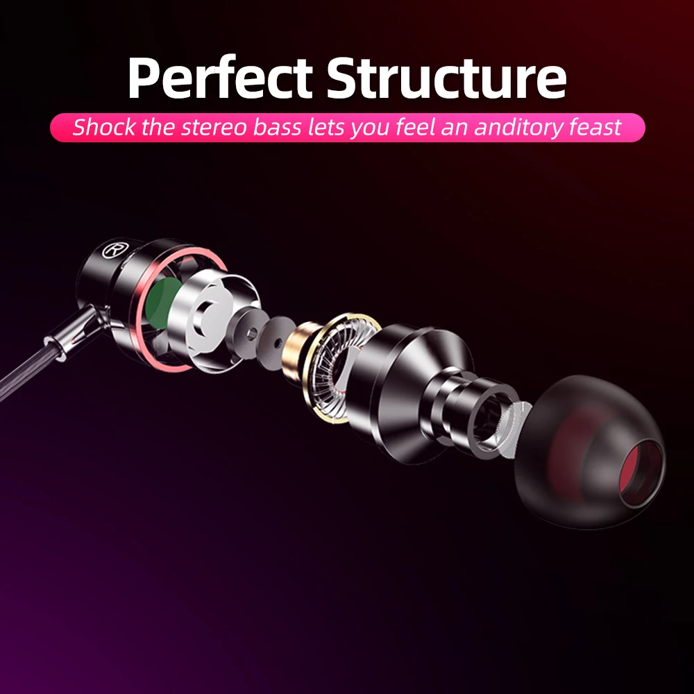 in ear stereo earphone 3 5mm aux wired control earbuds with mic in ear metal bass smartphone earphone sport volume music headset free global shipping
