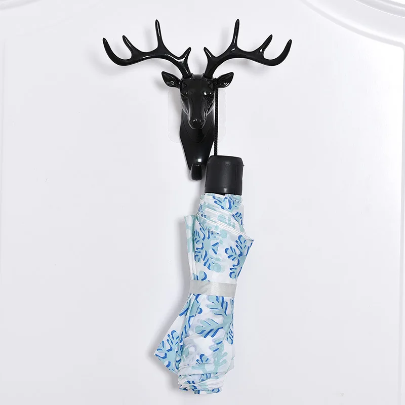 Крючок для ключей с головой черного оленя самоклеящаяся вешалка пальто шляп