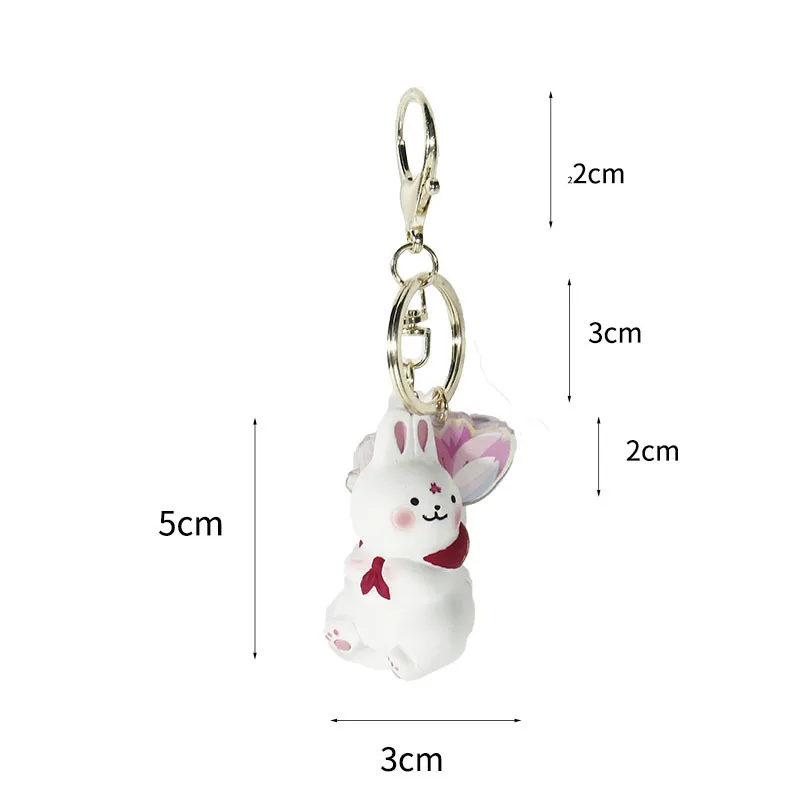 

Cartoon Pink Cherry Bunny Pendant Keychains Cute Girl Heart Rabbit Key Chain Resin Lovers Cartoon Animal Key Ring Pendant