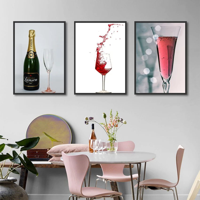 Картина на холсте современный постер для напитков красное вино и Кубок картина с