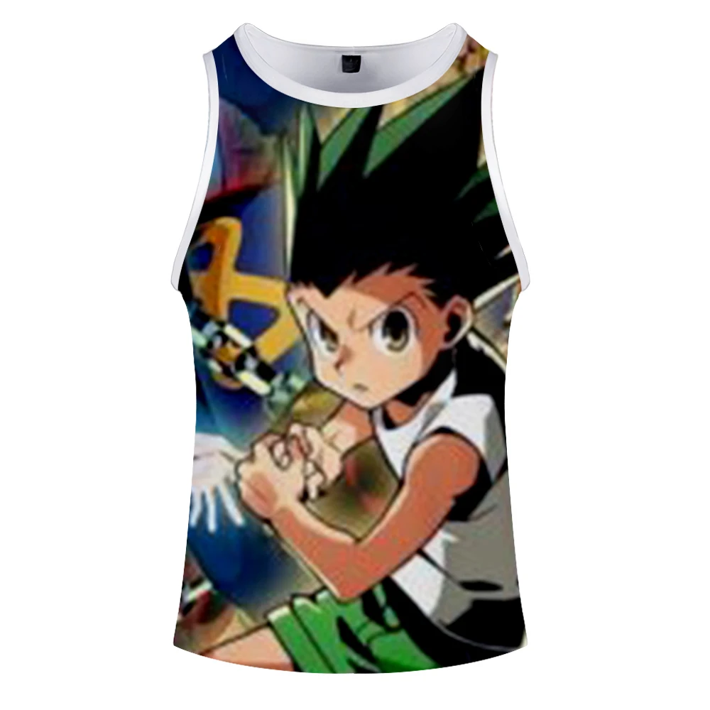 

New Japanese Anime Cartoon Full Time Hunter 3D Print Tank Tops Men Bodybuilding Quick-drying Sportswear Summer Vest Hot Sale