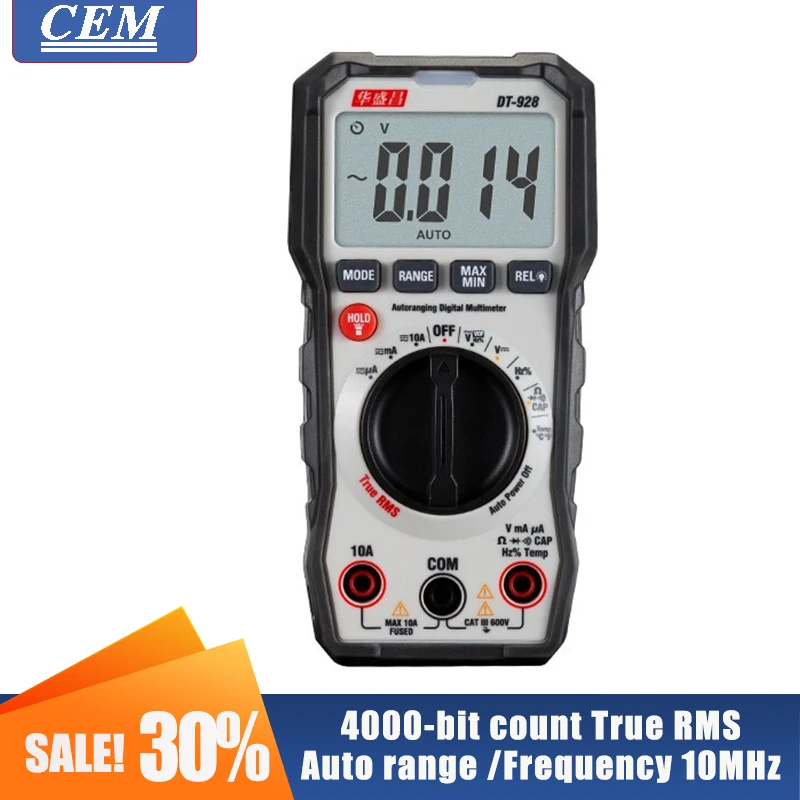

Multimeter Digital Display Current and Voltage CEM DT-923B/DT-928 True RMS Intelligent Anti-burning Backlight Auto/Manual Range