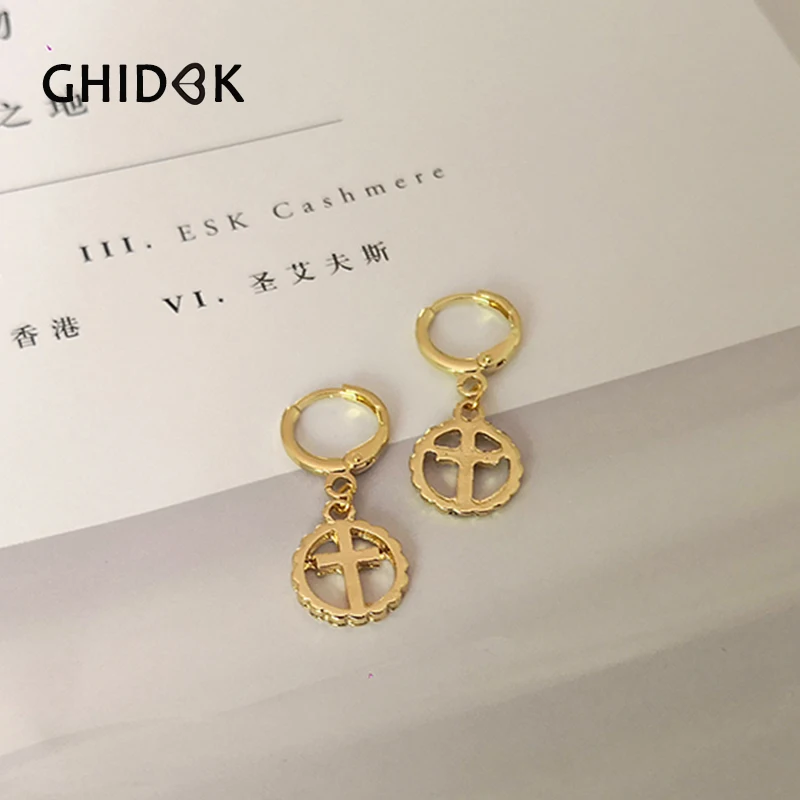 GHIDBK религиозные Крошечные золотые серьги кольца Huggie очаровательные обручи с