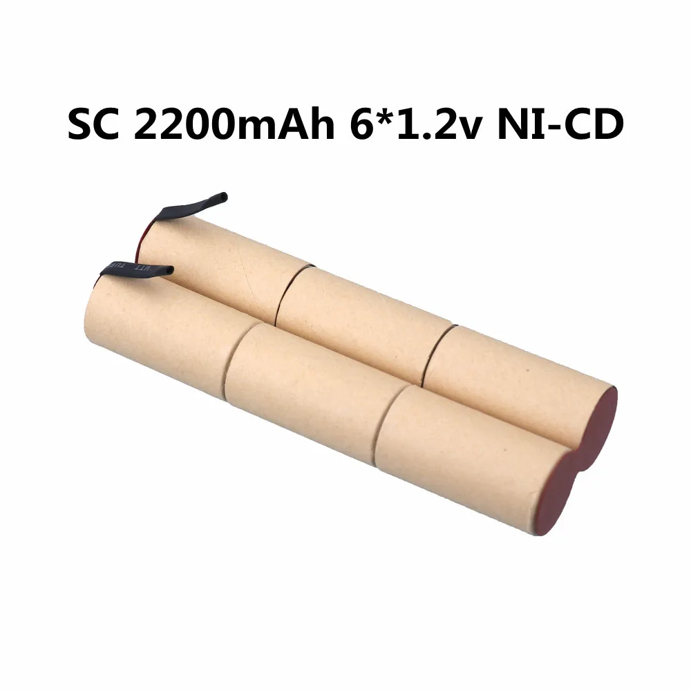 

Аккумуляторная батарея SC 7,2 В, 2200 мАч Sub C Ni-Cd, аккумуляторные батареи с язычком, электроинструмент, никель-кадмиевая батарея для шуруповерта