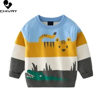new 2021 autumn winter kids pullover sweater boys cartoon jacquard thick o neck knitted jumper sweaters tops children clothing