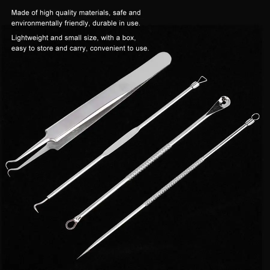 Acne 4pcs Pimples Needles Set Blackheads Removal Pin Extractor Facial Cleansing Tool Remover for Face Care | Красота и здоровье
