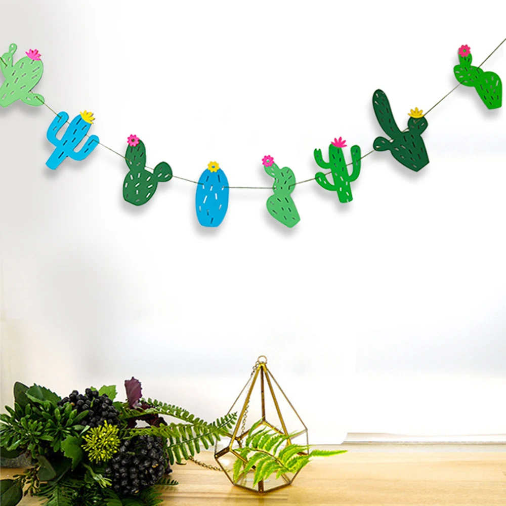 1 комплект нетканое полотно с рисунком кактуса баннер гирляндами флаг гирлянда