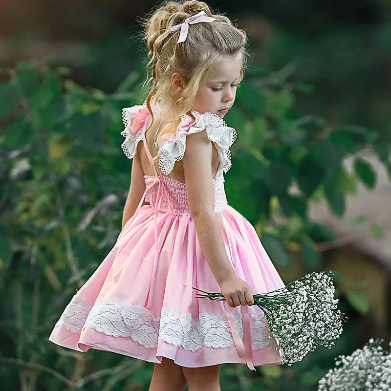 EACHIN Girls Dresses Lace Embroidered Printed Patchwork Dress Princess Children Summer Casual Clothes Baby Sundress | Детская одежда и