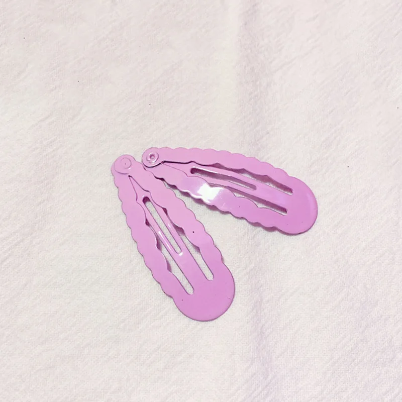 

50PCS 5.0cm Colorful Waved Edge Metal Snap Clips Frilly Chunky Hairpin Kids side Hair Clips Lead Free Nickle Free