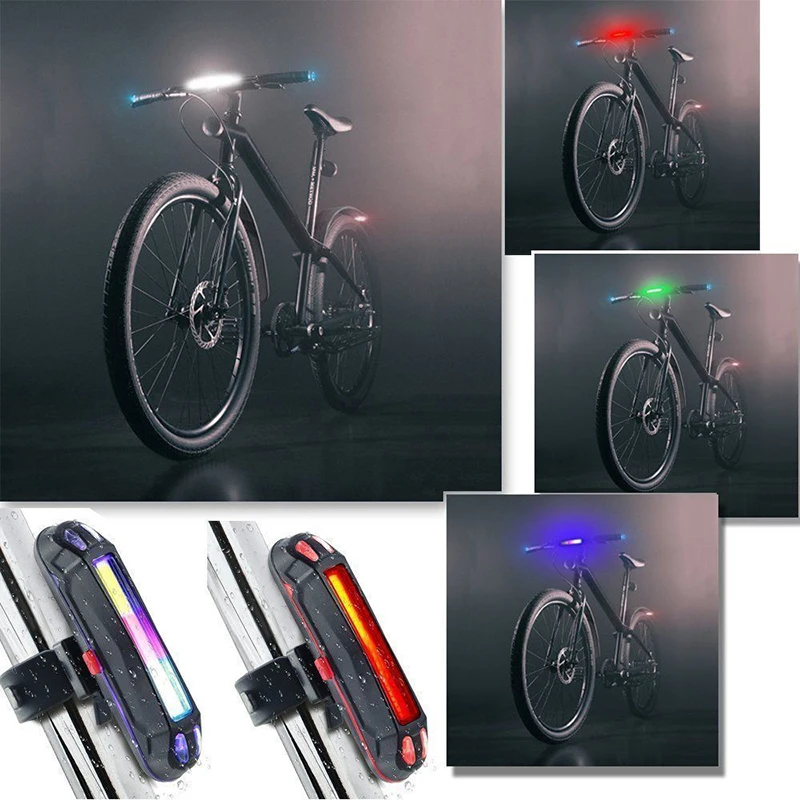 

Bike Light Front Light LED USB Rechargeable Mountain Bike Cycling 6Modes Flashlight Rear Tail Lamp Safety Warning Light