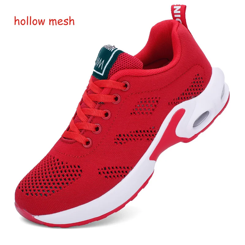 Hollow Mesh Red Женские кроссовки; повседневные сетчатые кроссовки; цвет розовый; женская обувь на плоской подошве; легкие мягкие кроссовки; дышащая обувь; Баскетбольная обувь размера плюс - Цвет: Hollow Mesh Red