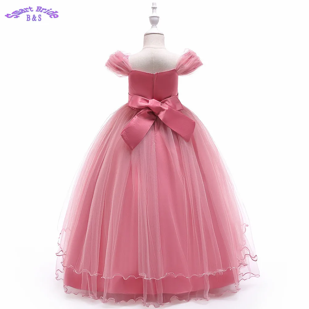 Длинное Цветочное платье для девочек новинка 2019 кружевное Тюлевое с бусинами и