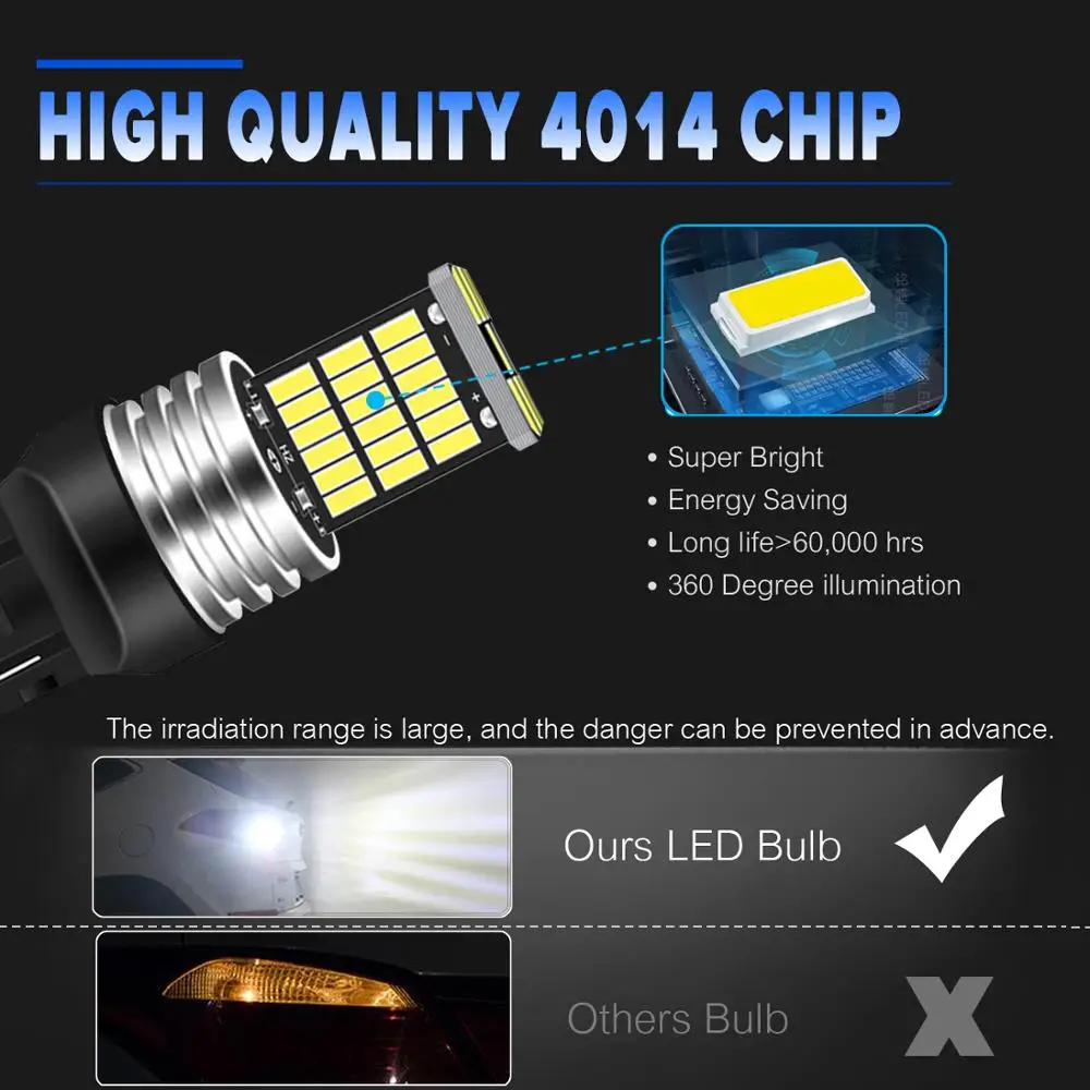 2X Canbus без ошибок T20 7440 4014 45SMD белые Автомобильные светодиодные лампы поворотные