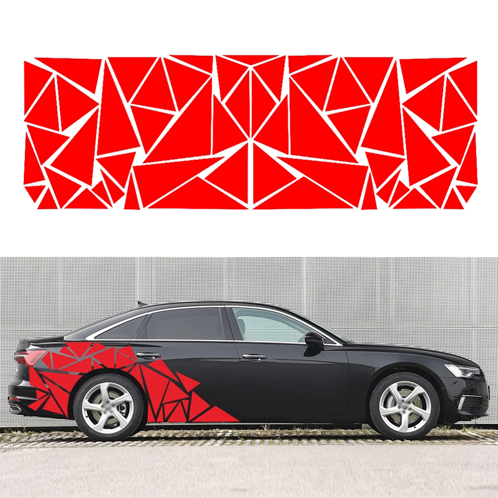 

200*60cm Triangle Car Side Sticker Decals Auto Decoration Red Triangle Pattern Vinyl Hot Sale Car Exterior Accessories