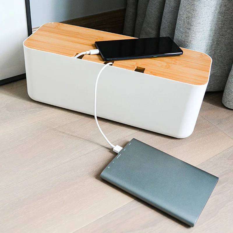 Pаспродажа Деревянный ящик для хранения кабелей, пылезащитный органайзер для проводов, аккуратный Органайзер, органайзер для кабеля, штепсельной вилк...