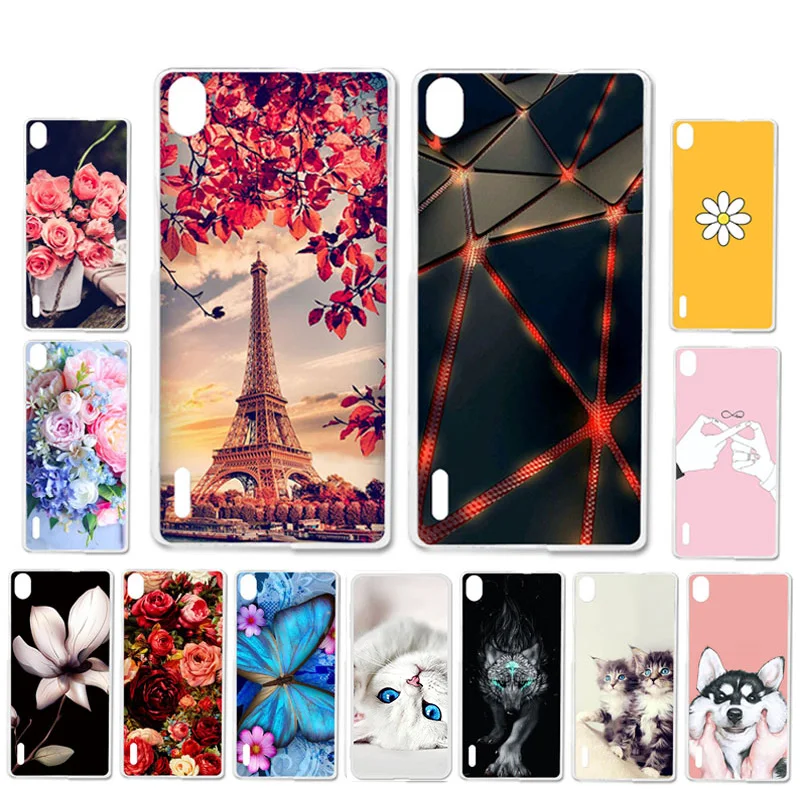 Ojeleye DIY узорный силиконовый чехол для huawei Ascend P7 Чехол Мягкий ТПУ чехол на телефон с изображениями героев мультфильмов для huawei P7 Чехлы противоударный чехол