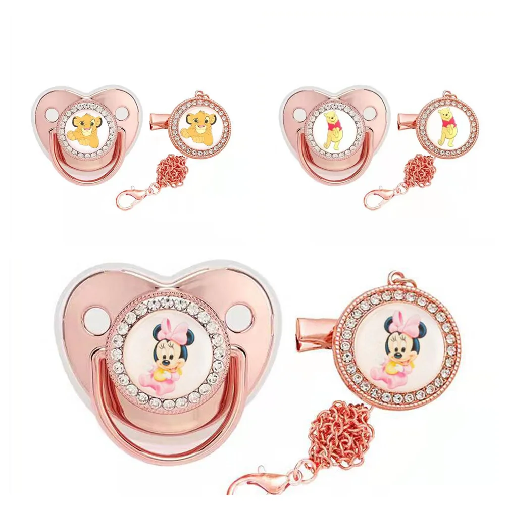 

Simba Dumbo Cartoon Printed Disney Rose Gold Infant Kids Bling Pacifiers for Babies and Pacifier Chain BPA Free Baby Accessories