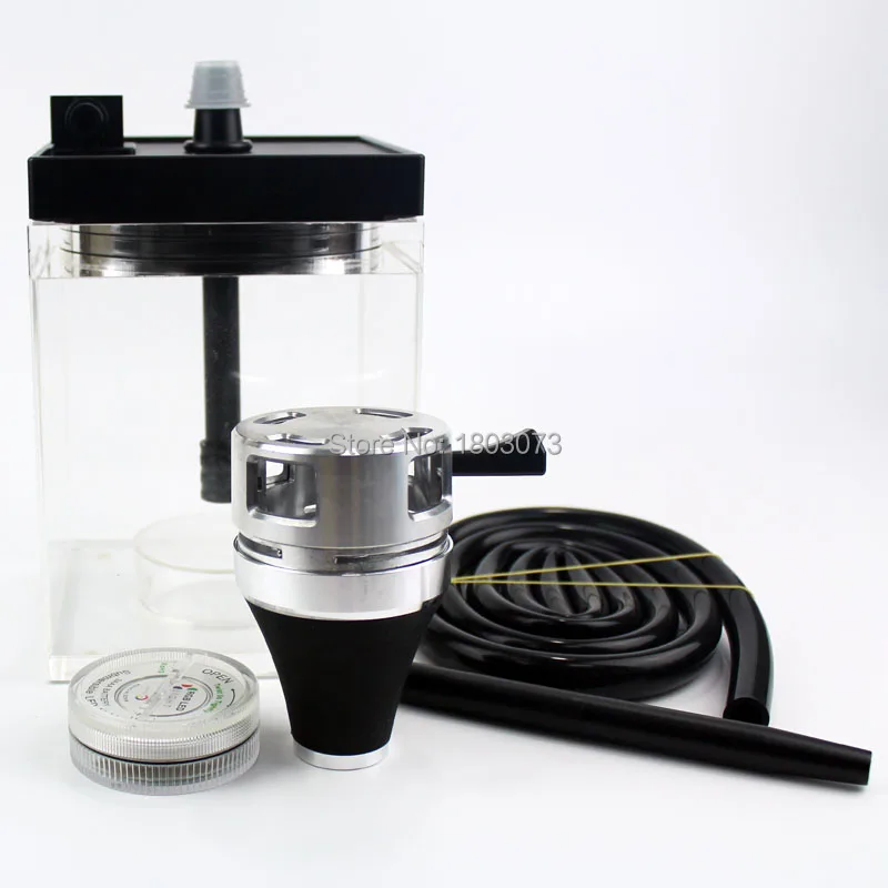 

A LED shisha acrylic vase square box hookah pot with charcoal holder