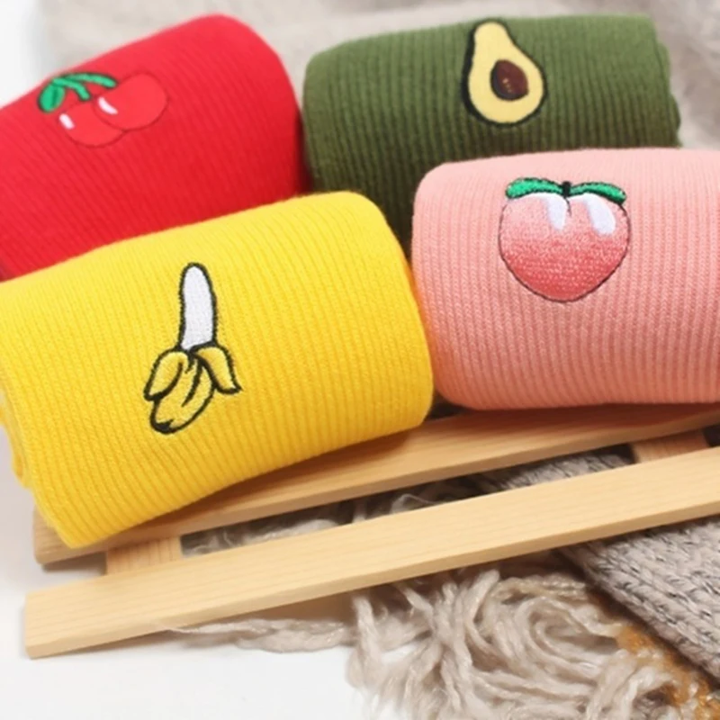 

Fruit Print Cute Banana Korean Hosiery Harajuku Funny Socks Pile Heap Socks Stockings Foot Socks Women Socks Kawaii Avocado