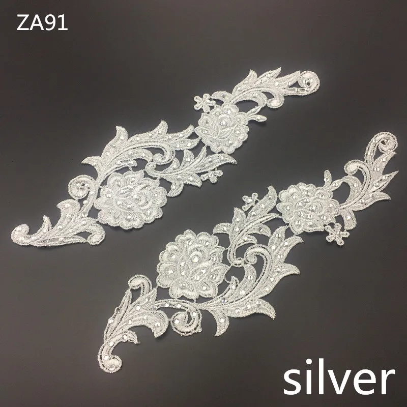 ZA91 silver Zsbszc зеркальная пара золотистого и серебряного цвета с вышивкой, кружевной аппликацией, цветочными нашивками, воротничком, свадебное платье, торжественное платье, аксессуары, ткань JA35 - Цвет: ZA91 silver