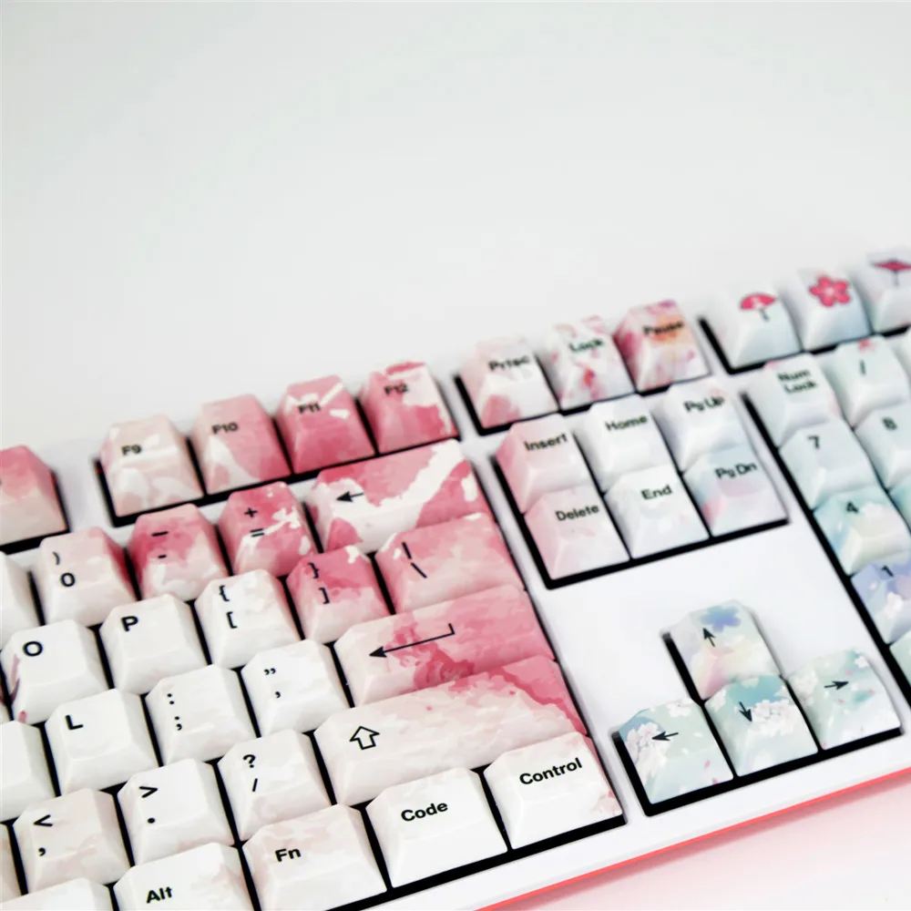 Cherry Blossom Keycaps полный комплект механическая клавиатура PBT 5 лицо краситель-сублимация Keycap для всех Sakura набор клавишных колпачков