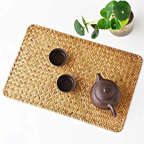 Pack of 8 Natural Seagrass Place Mat 17.7 x 11.8inch Hand-Woven Rectangular Placemats Home Holiday Table Decoration | Дом и сад