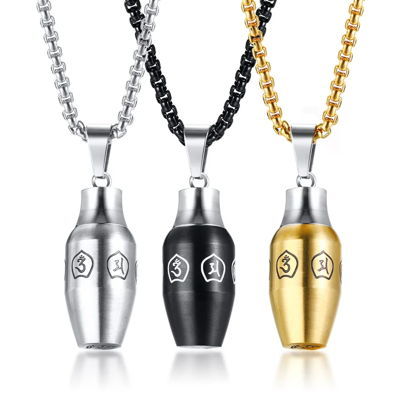 Подвеска из нержавеющей стали N00787 с шестью символами и мантрой |