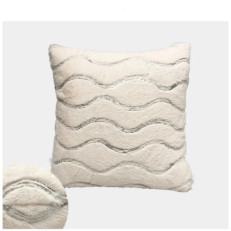 Наволочка для подушки Наволочки с блестками и волнистой вышивкой плюшевые