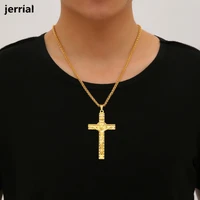 retro christian jesus cross necklace prayer pendants long chain jewelry gifts for men