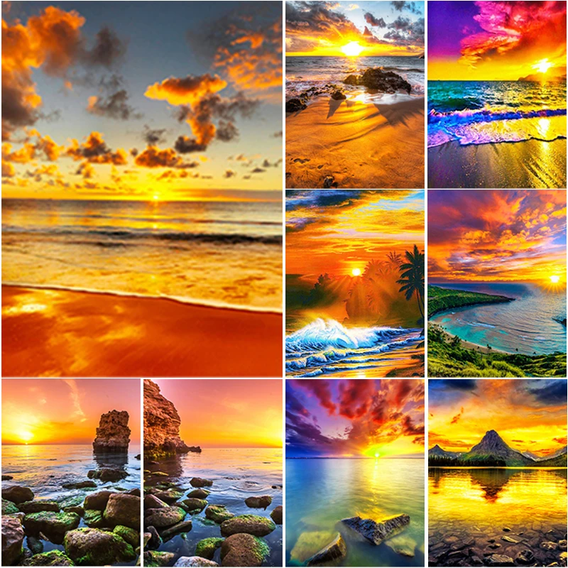 

New 5D DIY Diamond Painting Full Square Round Drill Sea View Diamond Embroidery Scenery Cross Stitch Home Decor Manual Art Gift
