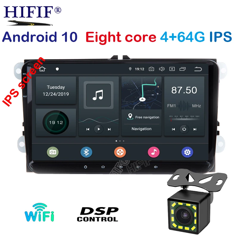 Автомобильный GPS плеер PX6 IPS DSP 4G Android 10 0 2 DIN для сиденья Altea Фольксваген Толедо GOLF 5/6