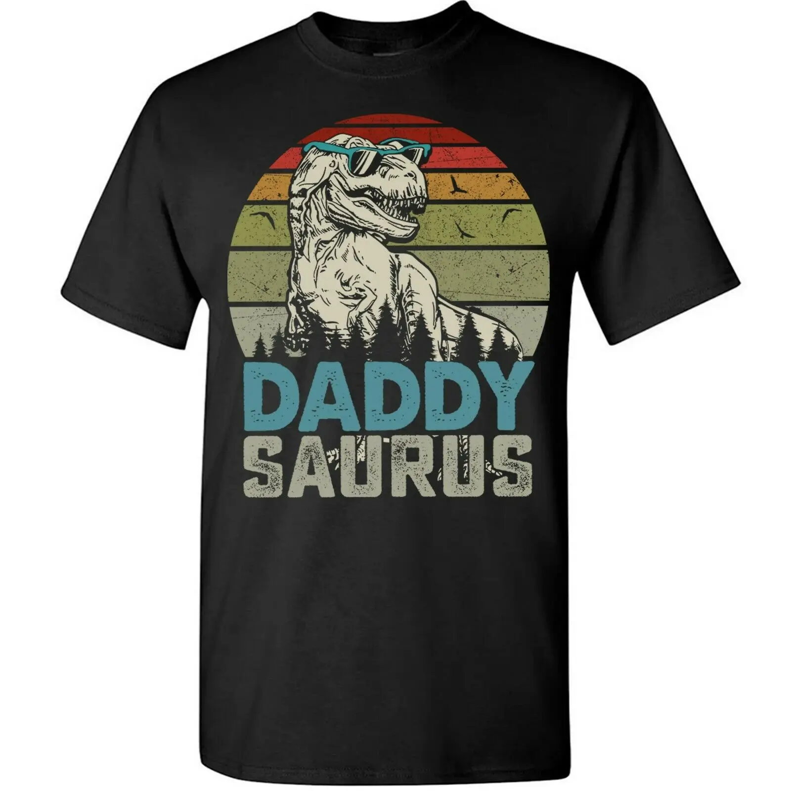 

Vintage Daddysaurus Dad Daddy Saurus T-Rex Dinosaur Father's Day T-Shirt. Summer Cotton O-Neck Short Sleeve Mens T Shirt New